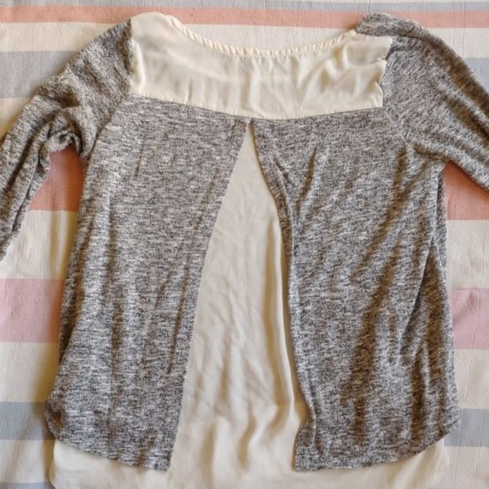 The Limited Marled Gray Split-Back Knit Sweater - image 4
